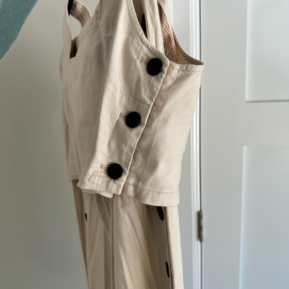 Chic Beige Button-Detail Two-Piece Set - Picture 3 of 4